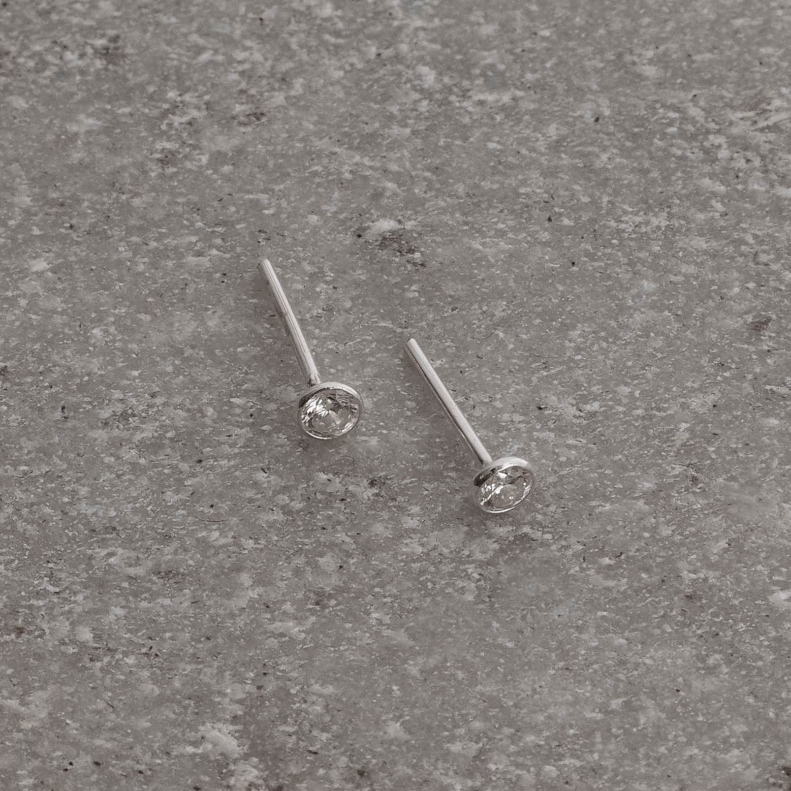 Imagem Secundária Brinco zircônia europeia redonda embutida 3mm