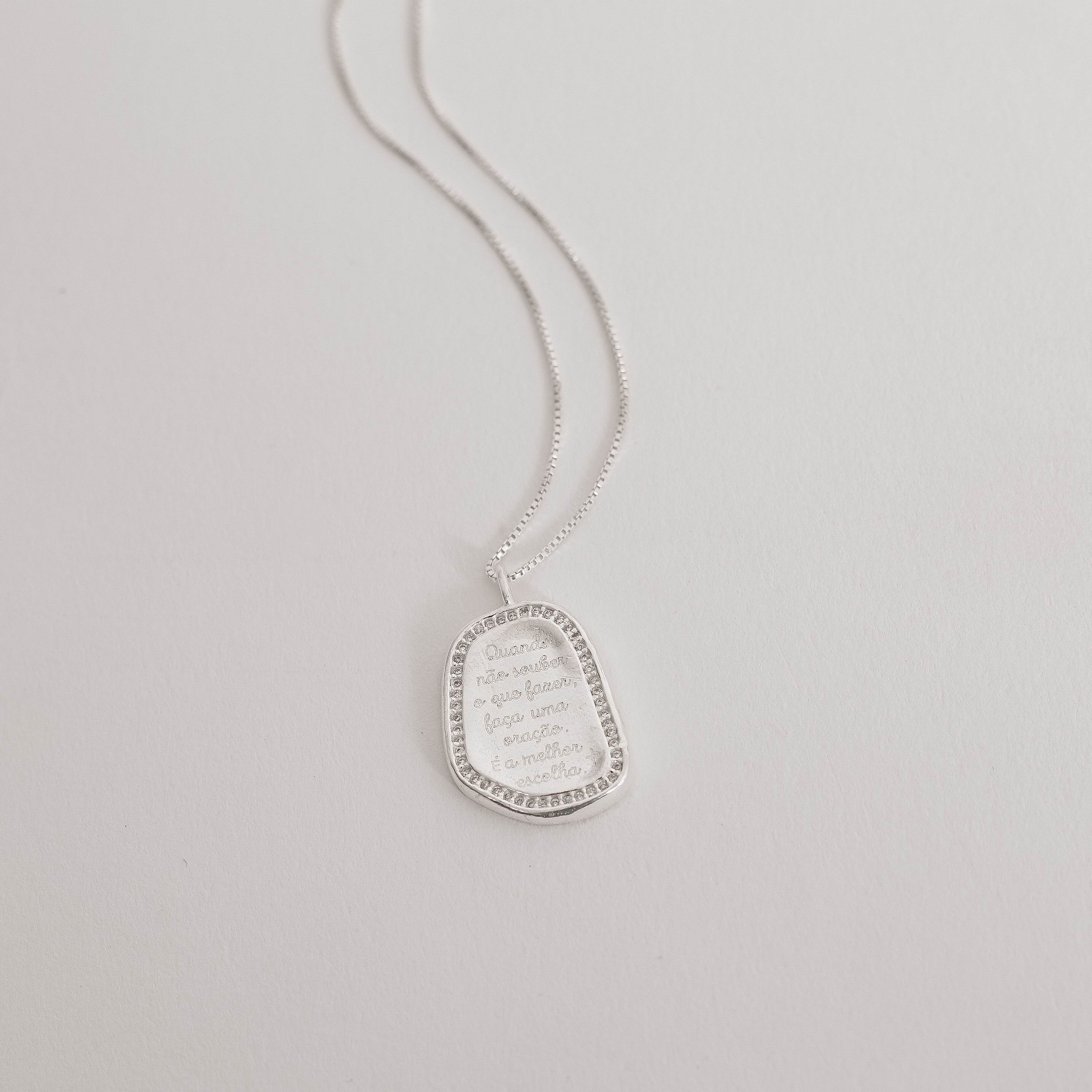 Imagem Colar medalha quando não souber o que fazer, faça uma oração. É a melhor escolha 19mm borda cravejada 45cm