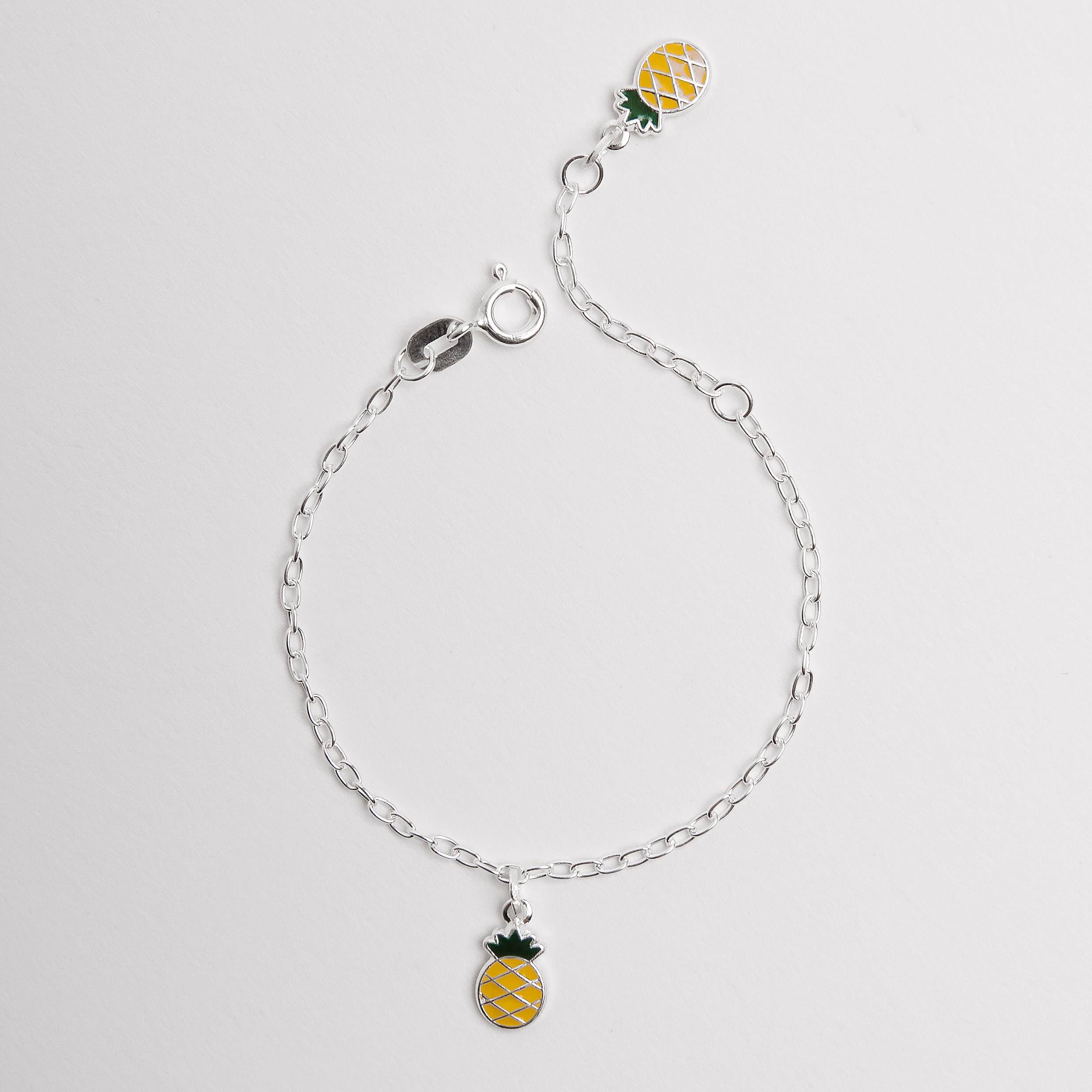 Imagem Pulseira infantil pingentes abacaxi resina 10mm