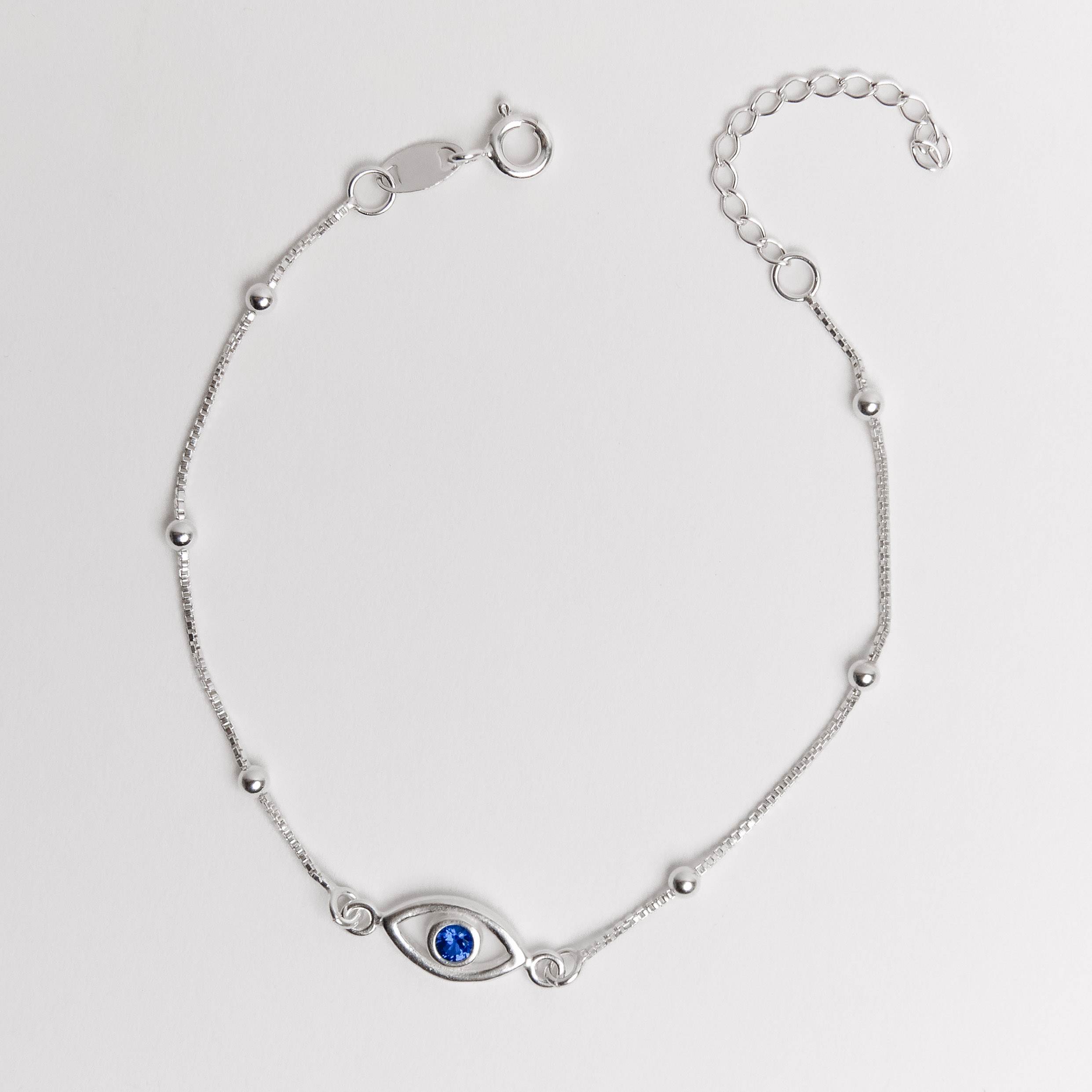 Imagem Pulseira entremeios olho grego 12mm com bolas