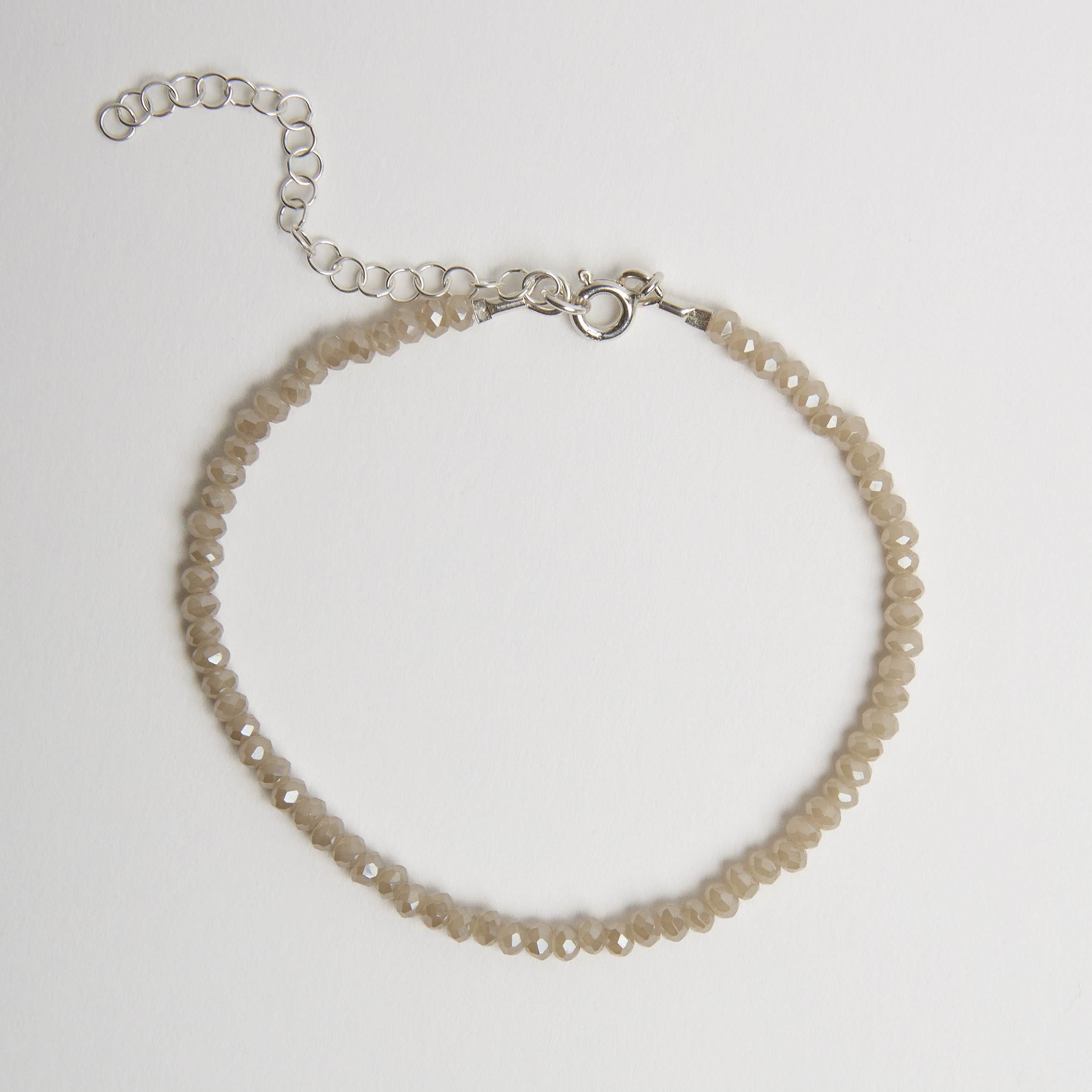 Imagem Pulseira cristal perolado champanhe 3mm 16cm com alongadora