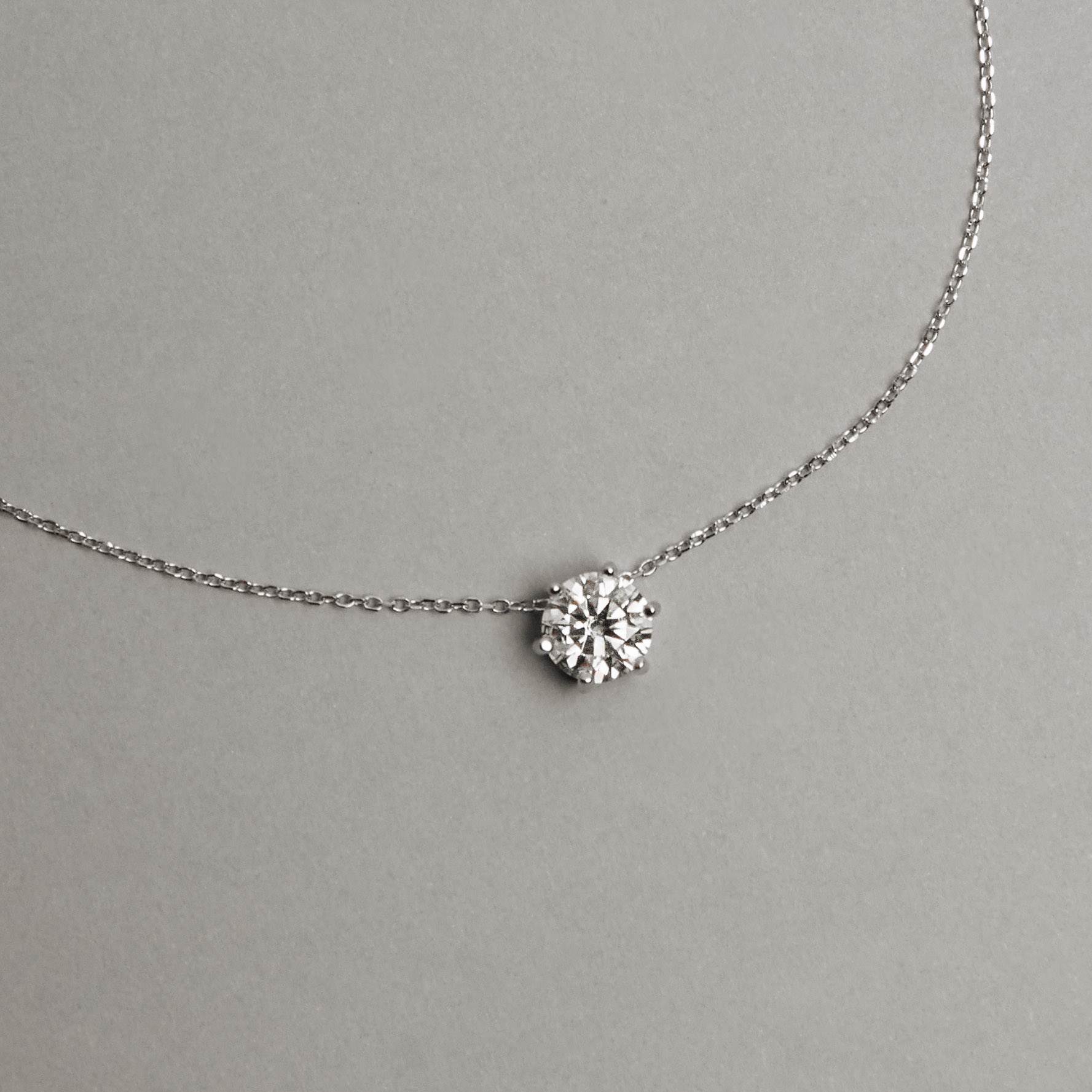 Imagem Secundária Colar pingente moissanite 7mm corrente cadeado 40+5cm ródio