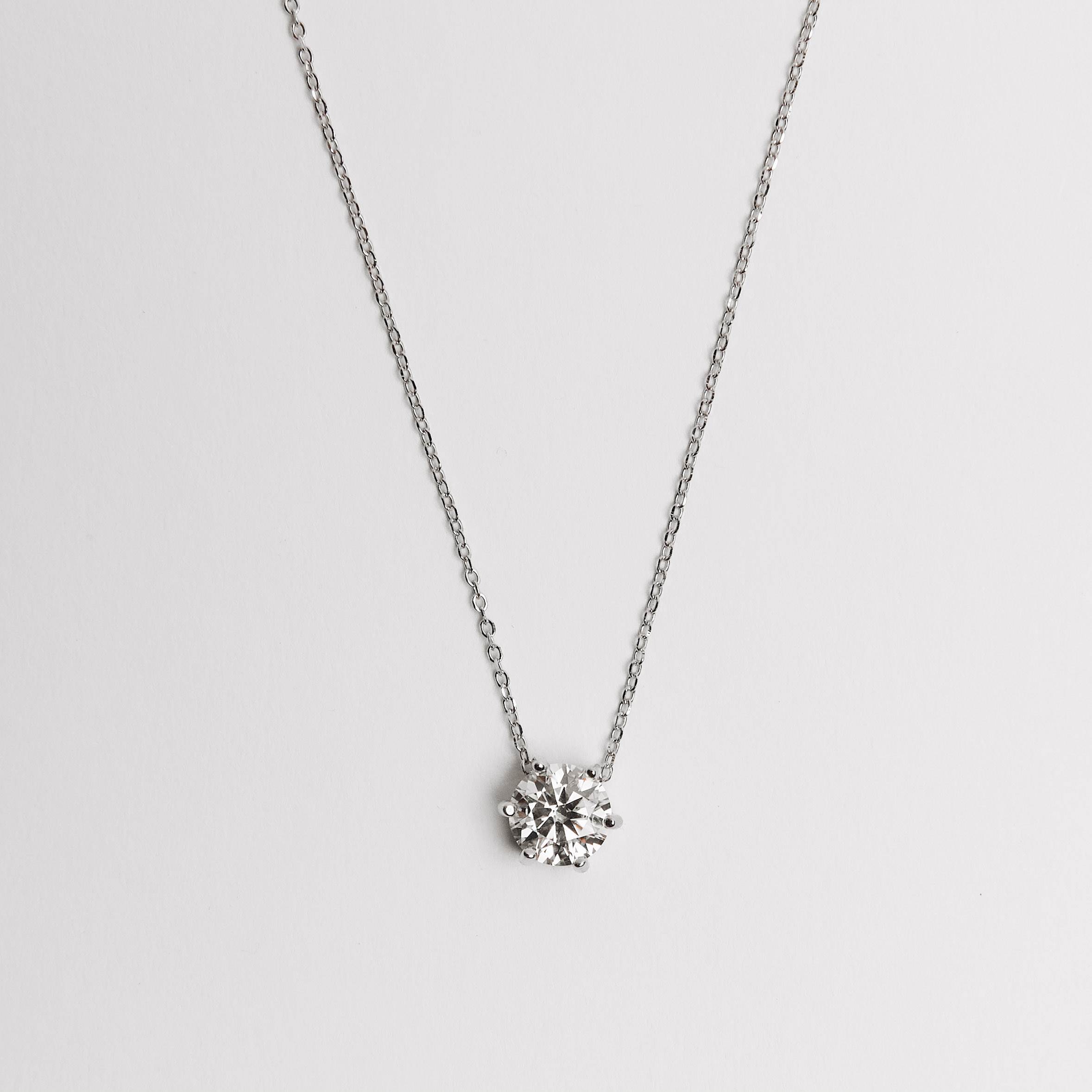 Imagem Colar pingente moissanite 7mm corrente cadeado 40+5cm ródio