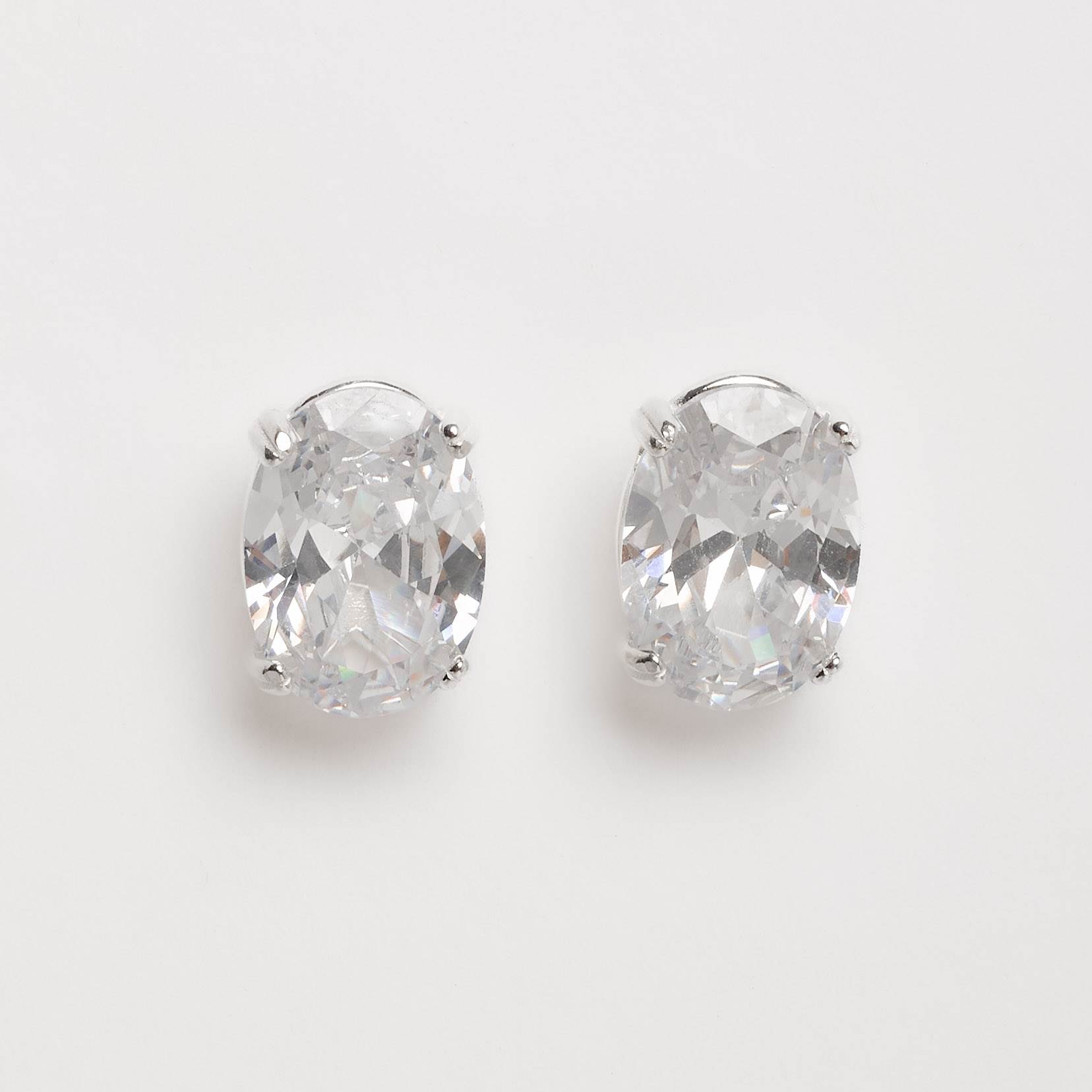 Brinco zircônia oval 14x10mm