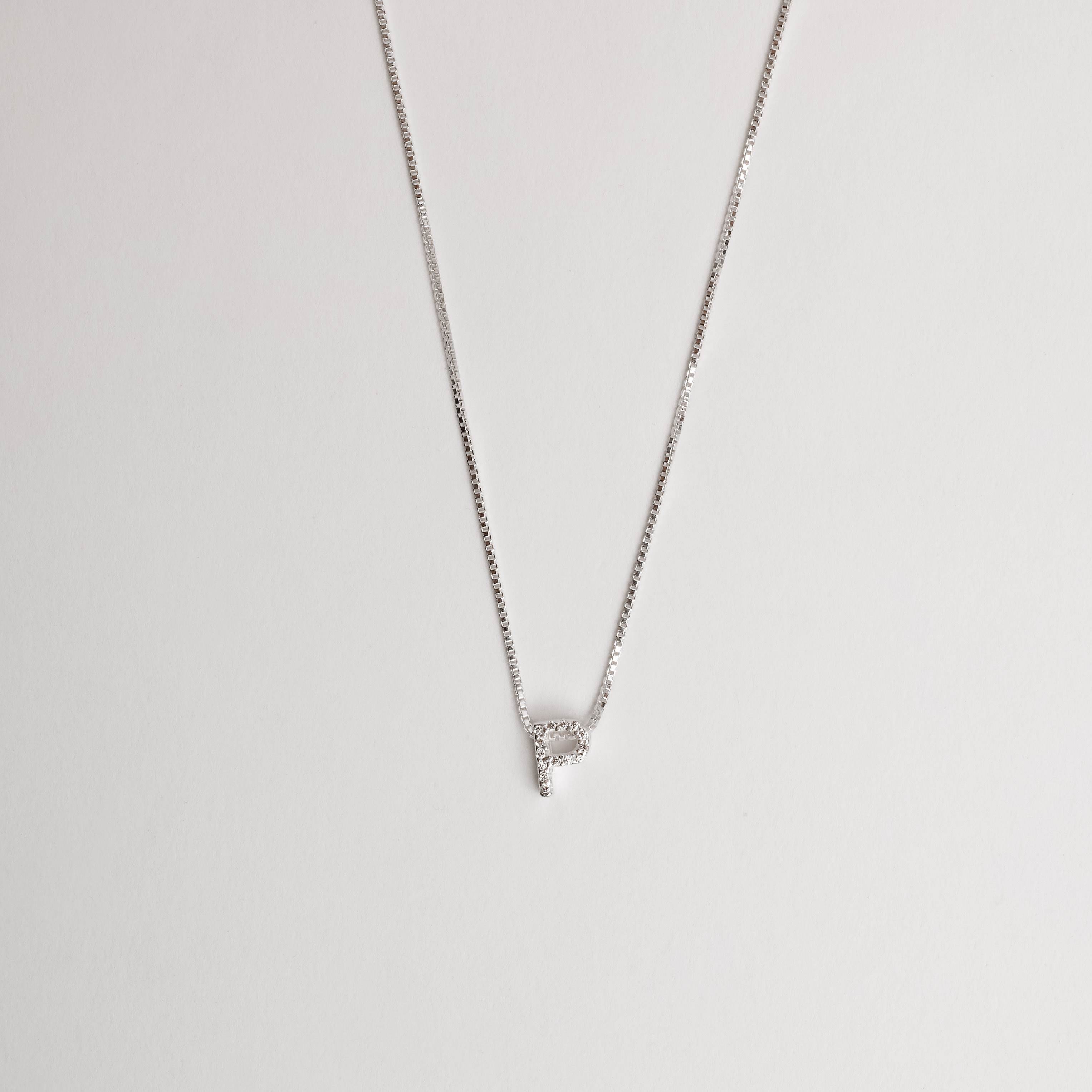 Imagem Colar letra P cravejada 6mm 45cm