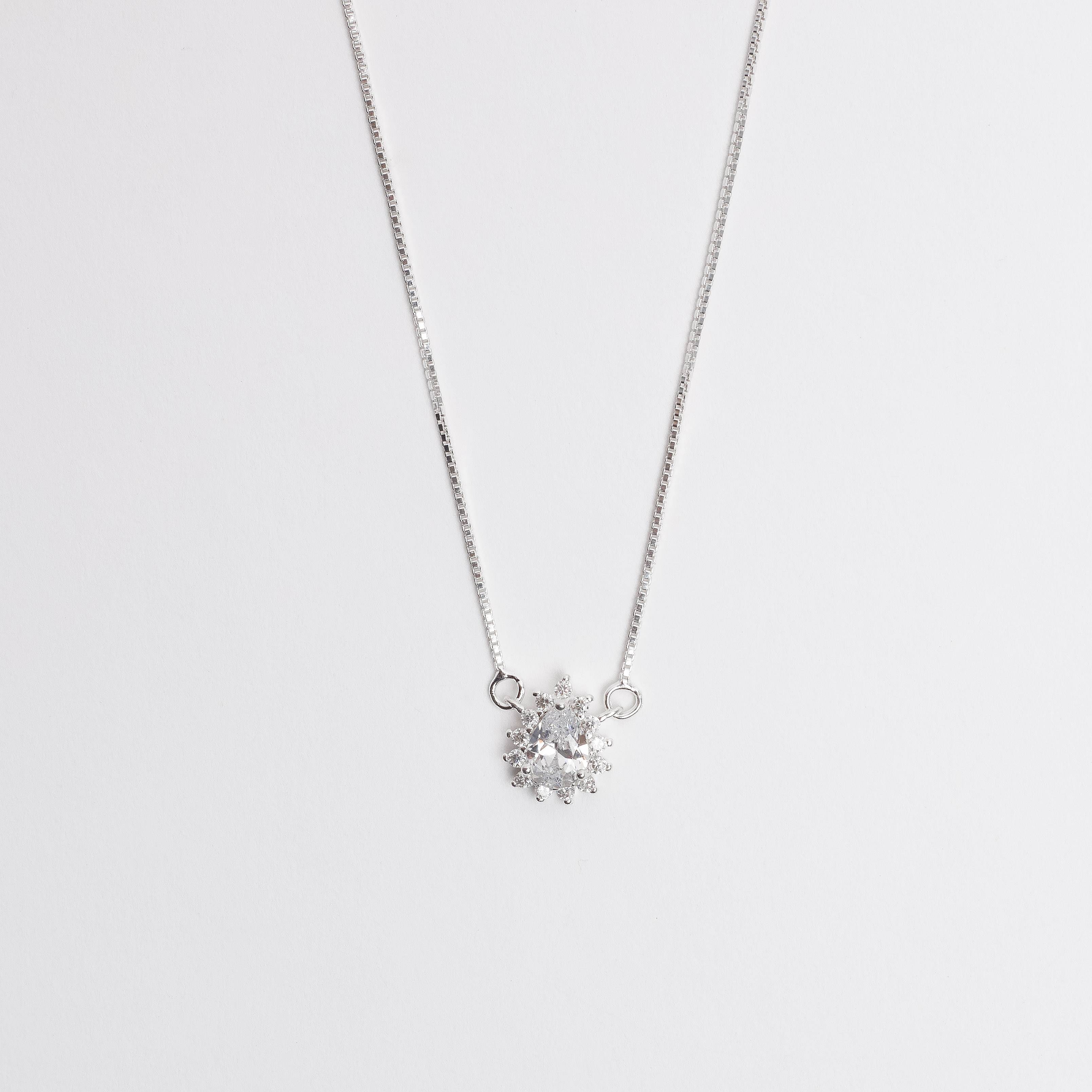 Colar zircônia gota com cravejado 11mm v15 45cm