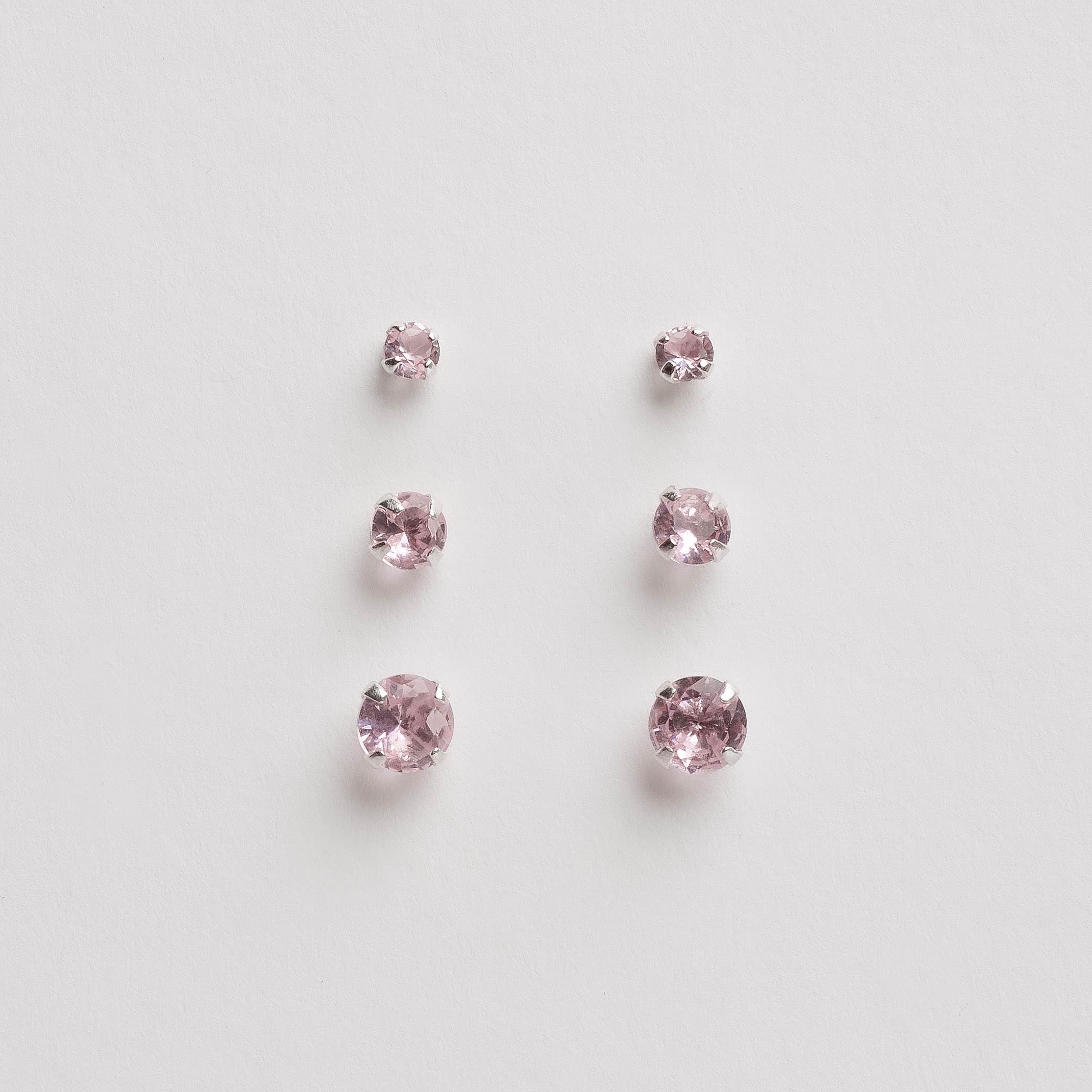 Trio zircônia redonda 3, 4 e 5mm rosa