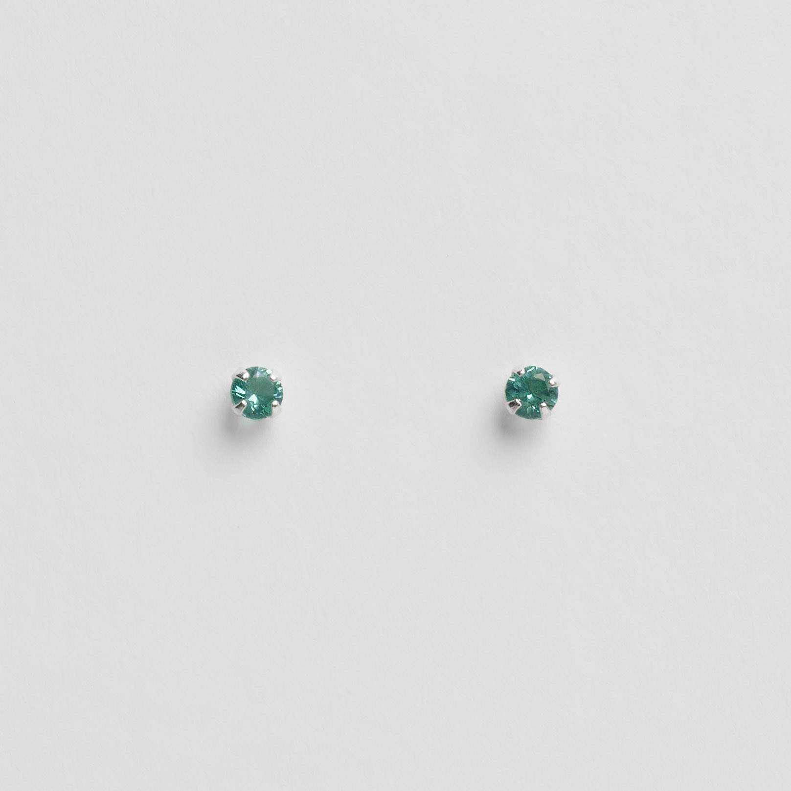 Brinco zircônia redonda turmalina 3mm