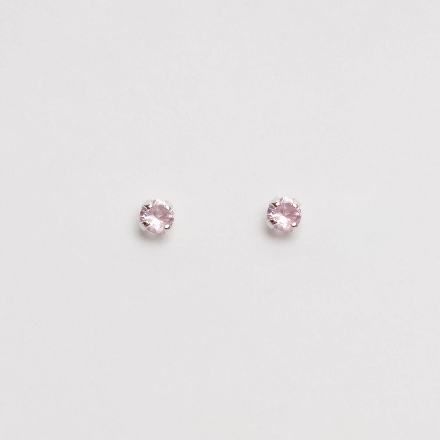 Brinco zircônia redonda rosa claro 3mm
