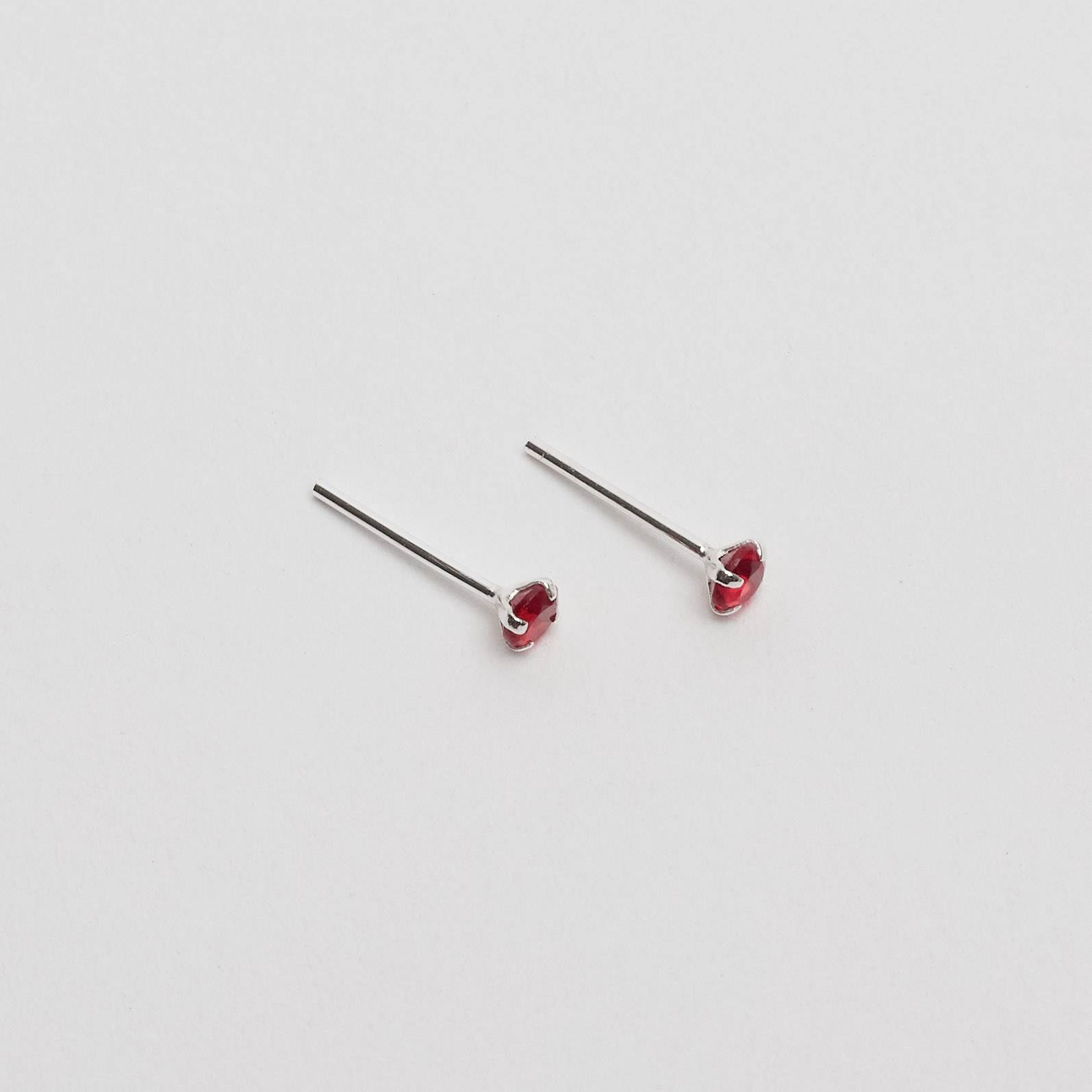 Imagem Secundária Brinco zircônia redonda cereja 3mm
