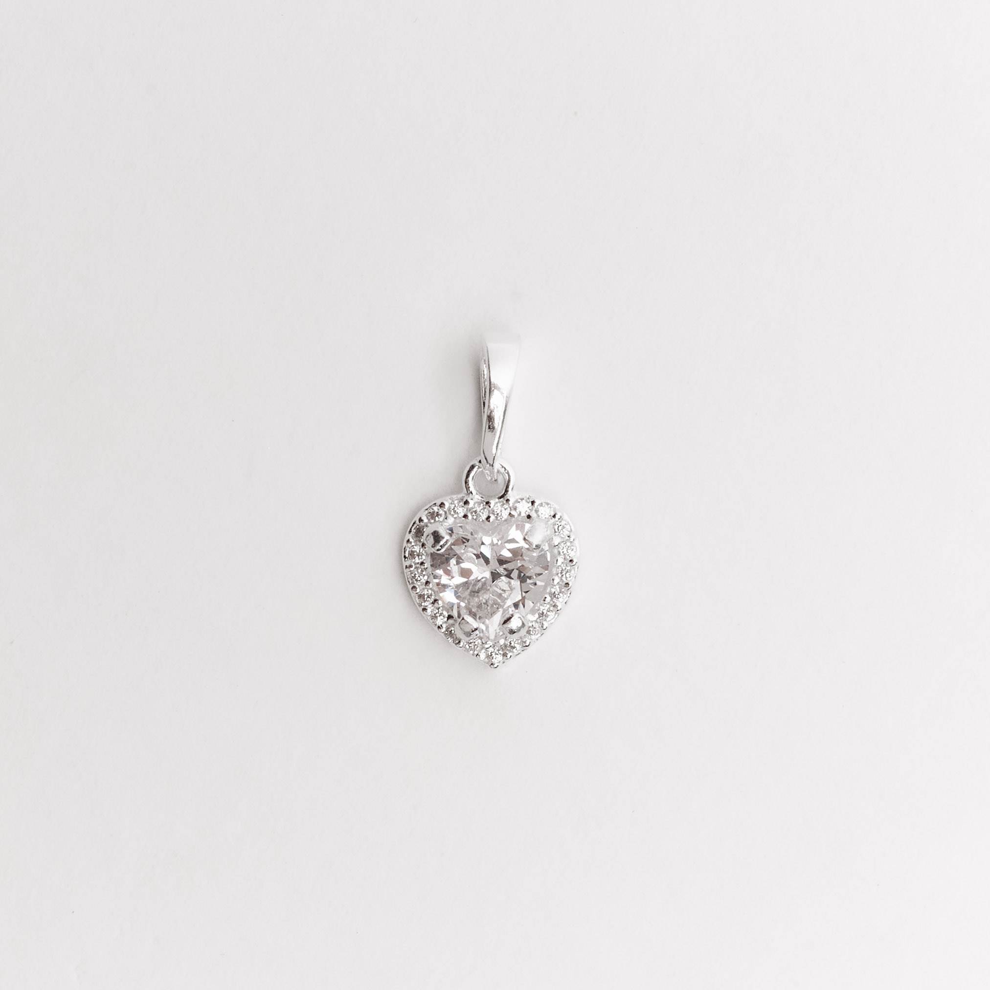 Pingente zircônia coração com cravejado cristal 9mm
