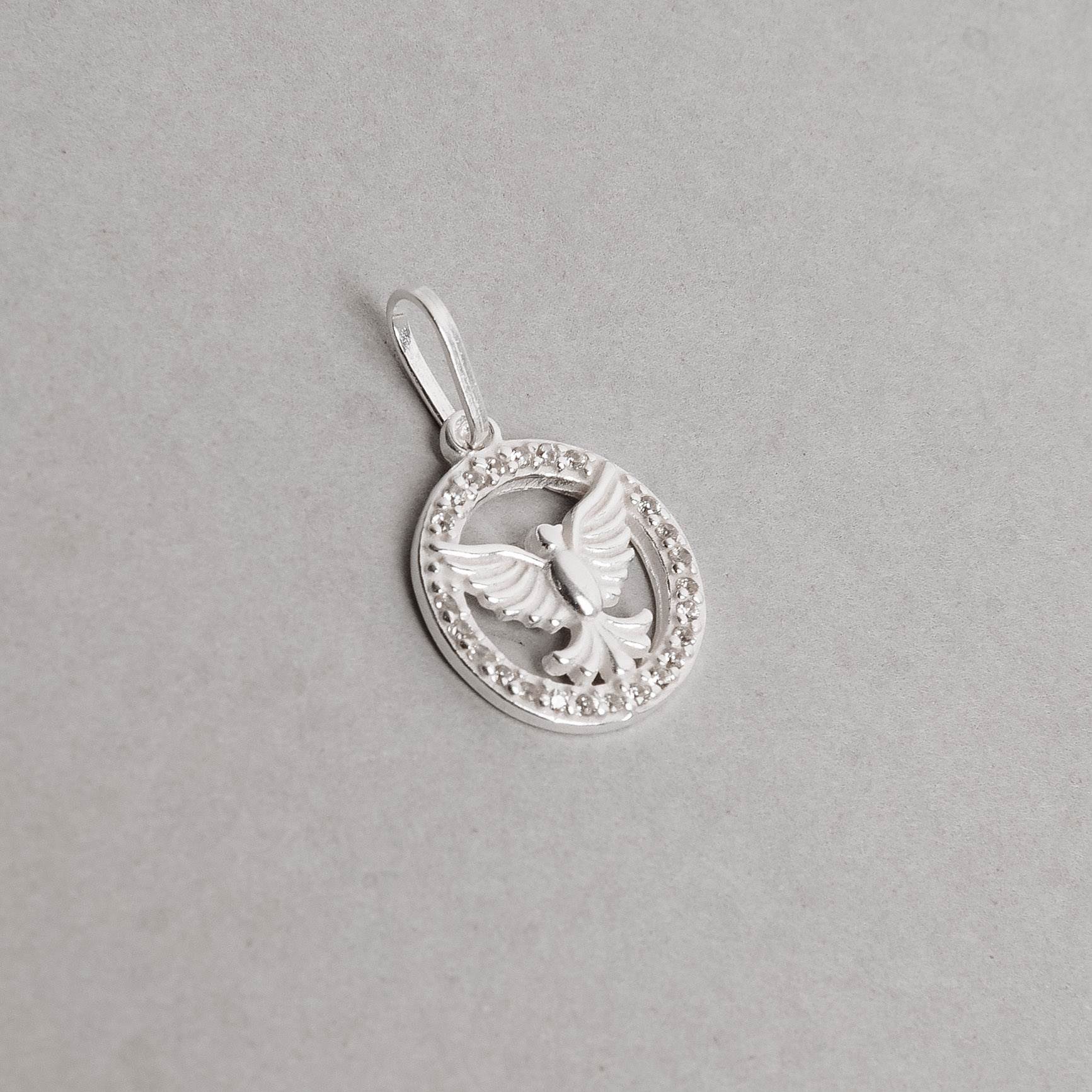 Pingente medalha vazada Espírito Santo cravejado 13mm