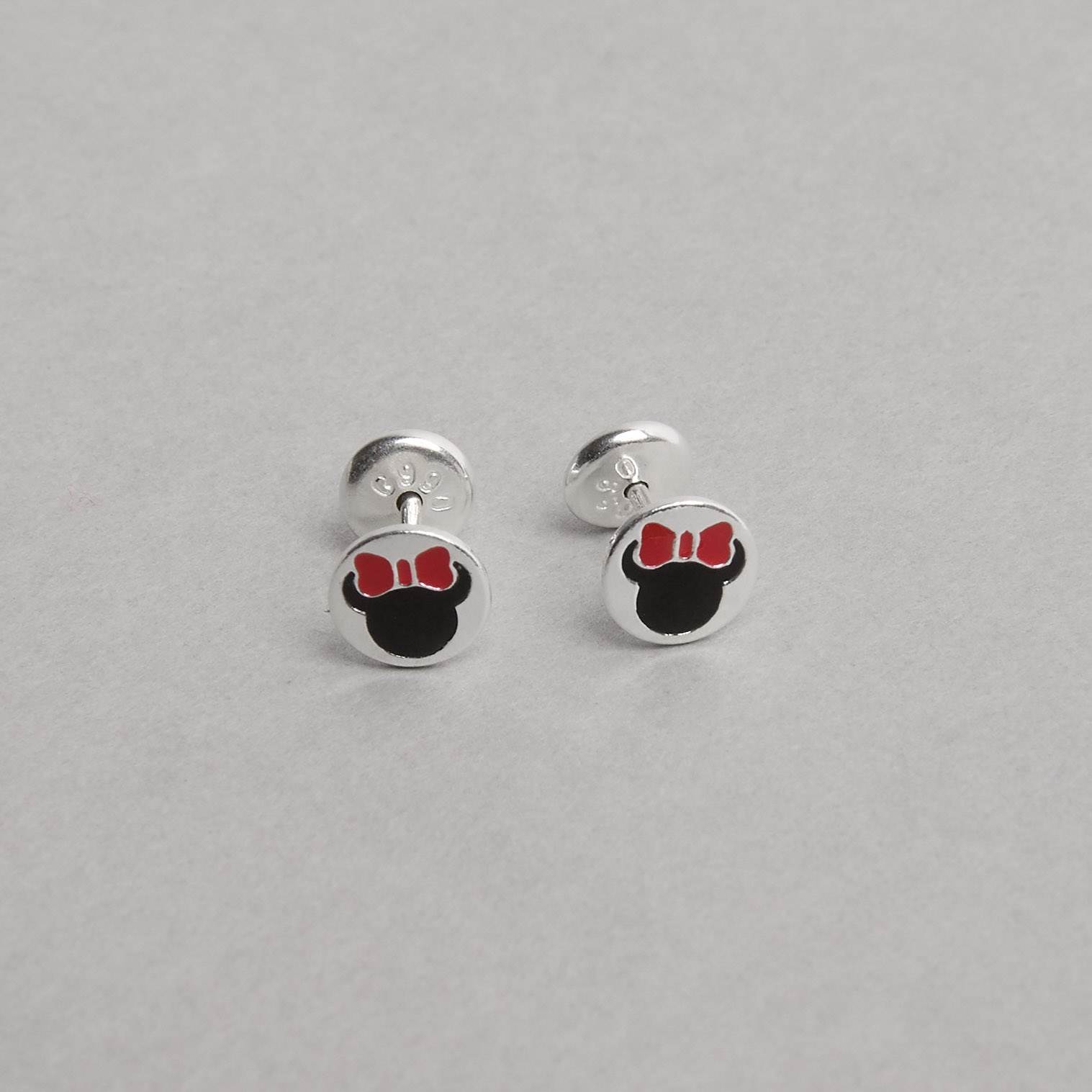 Brinco infantil medalha minnie resina 6mm tarraxa baby