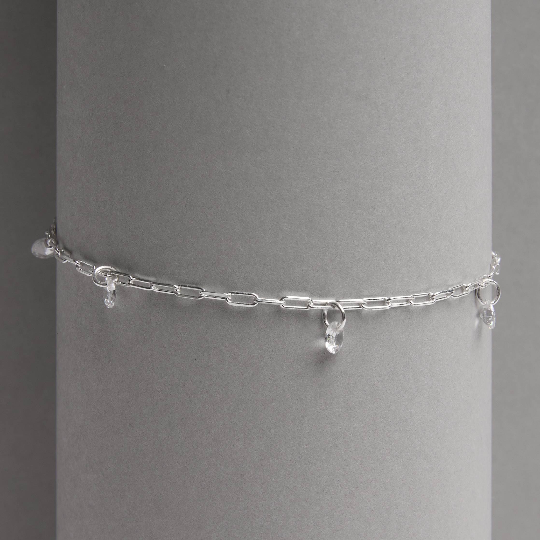 Pulseira pingentes zircônias 4mm corrente cartier 16+3cm