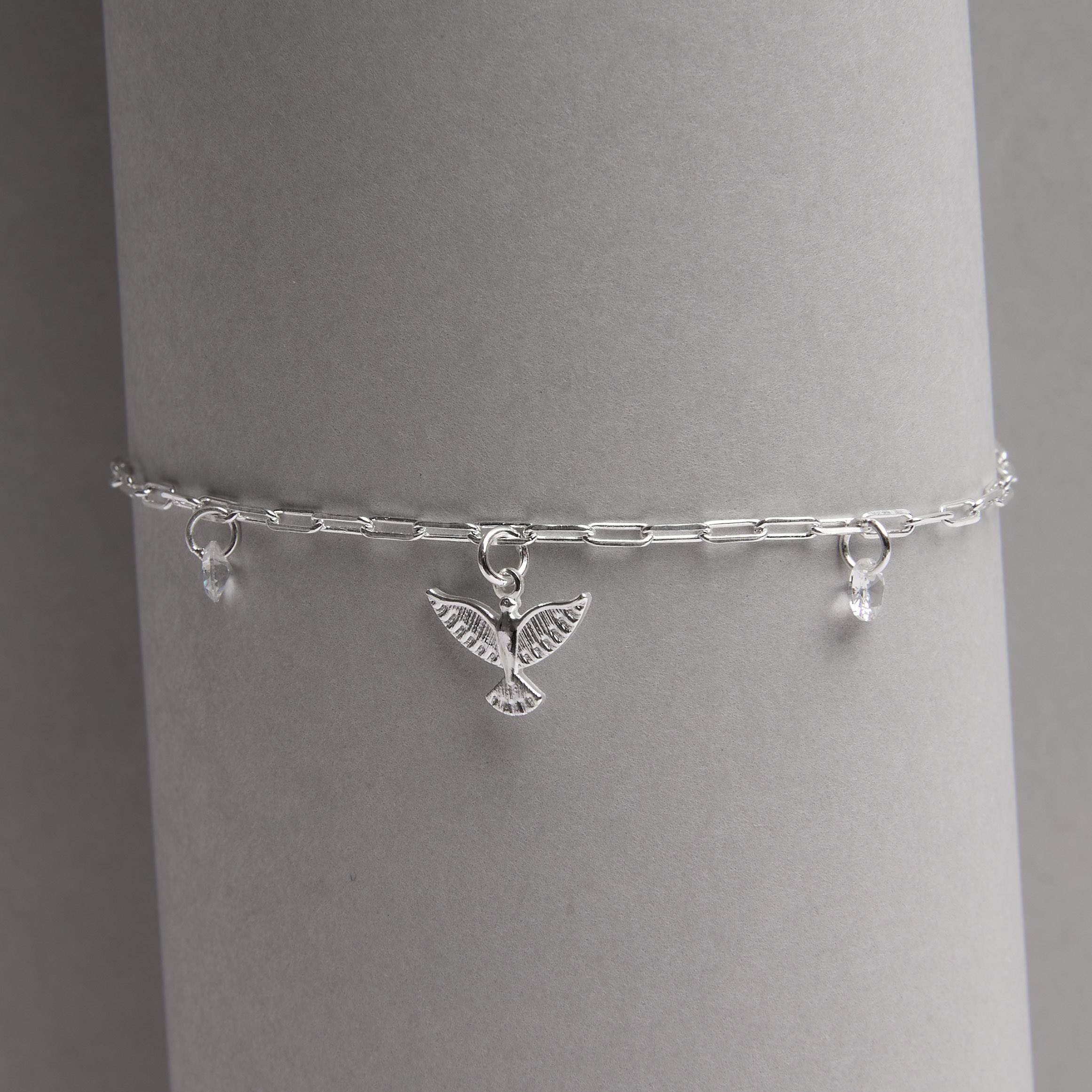 Pulseira pingentes Espírito Santo 12mm e zircônias 16+3cm