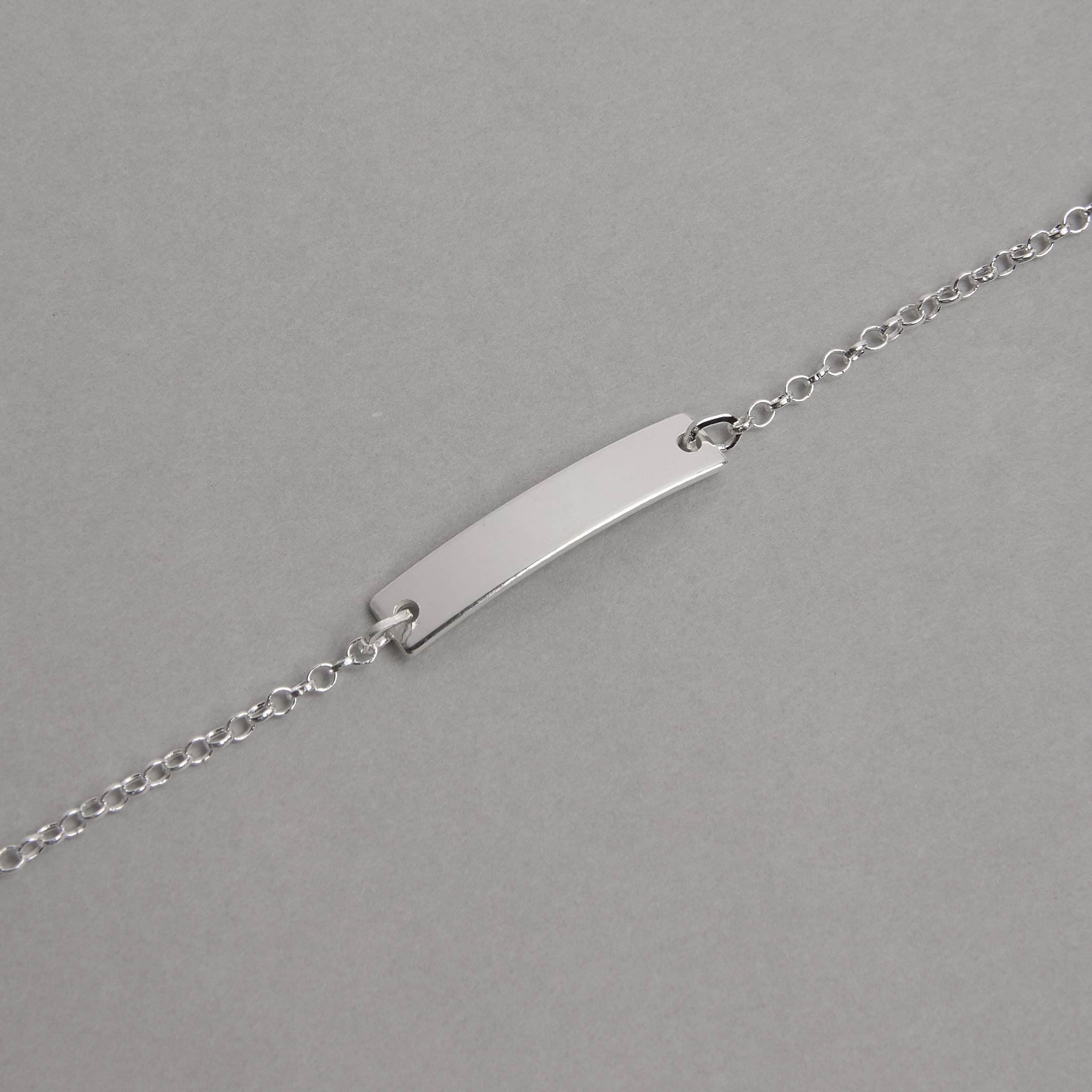 Pulseira infantil entremeio placa 25mm corrente elo português 14cm