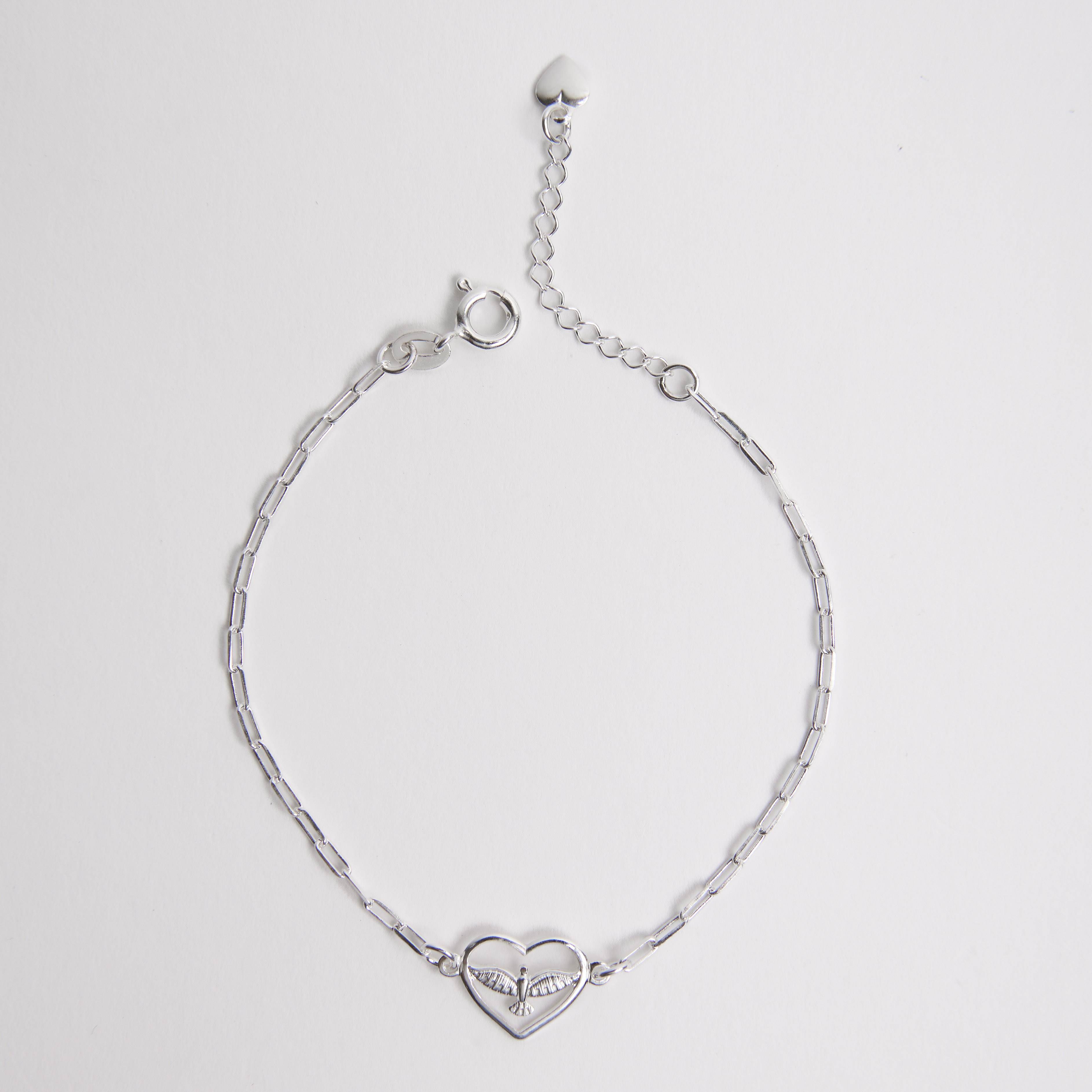 Pulseira entremeio coração Espírito Santo 11mm corrente cartier 16+4cm