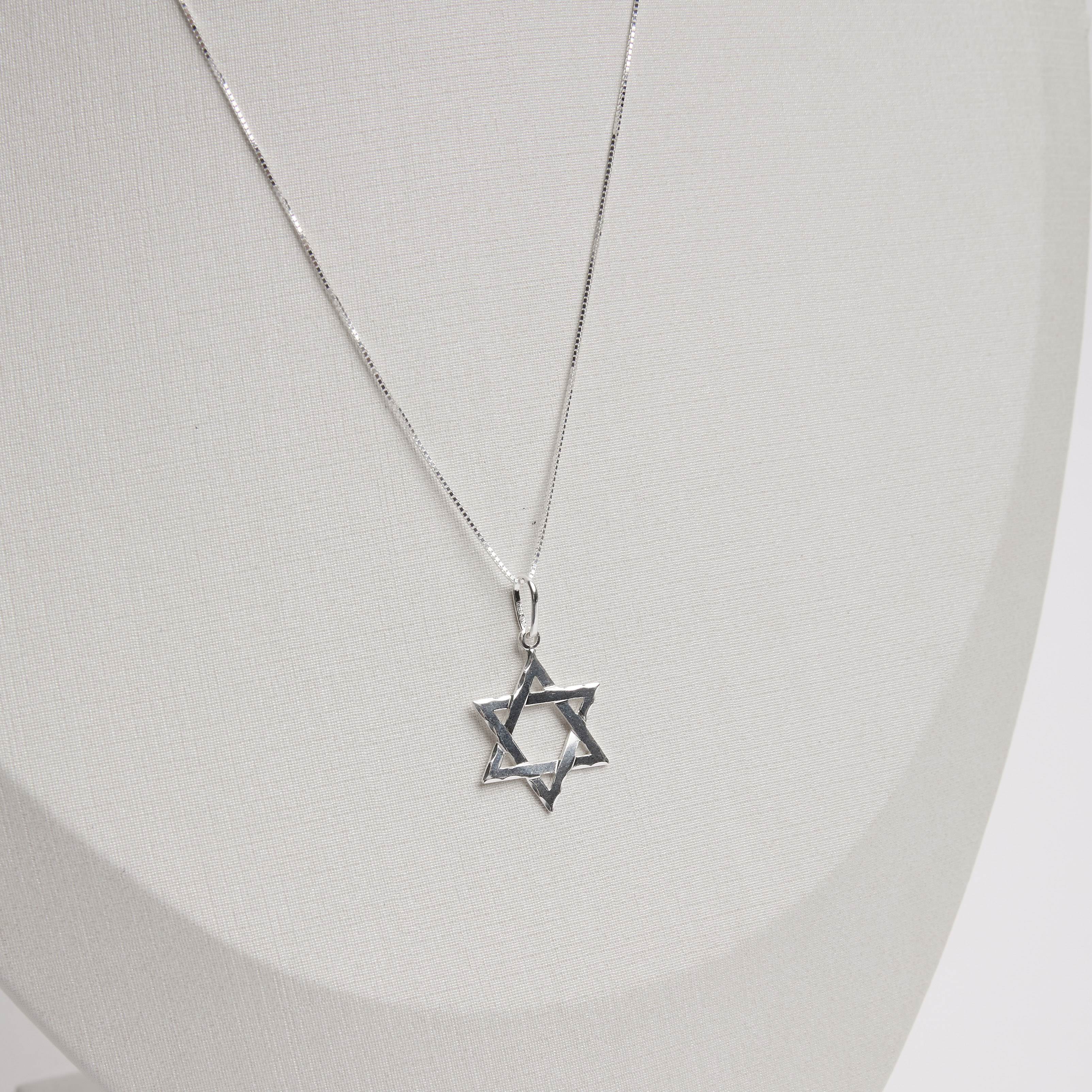 Colar pingente estrela de Davi 22mm 45cm