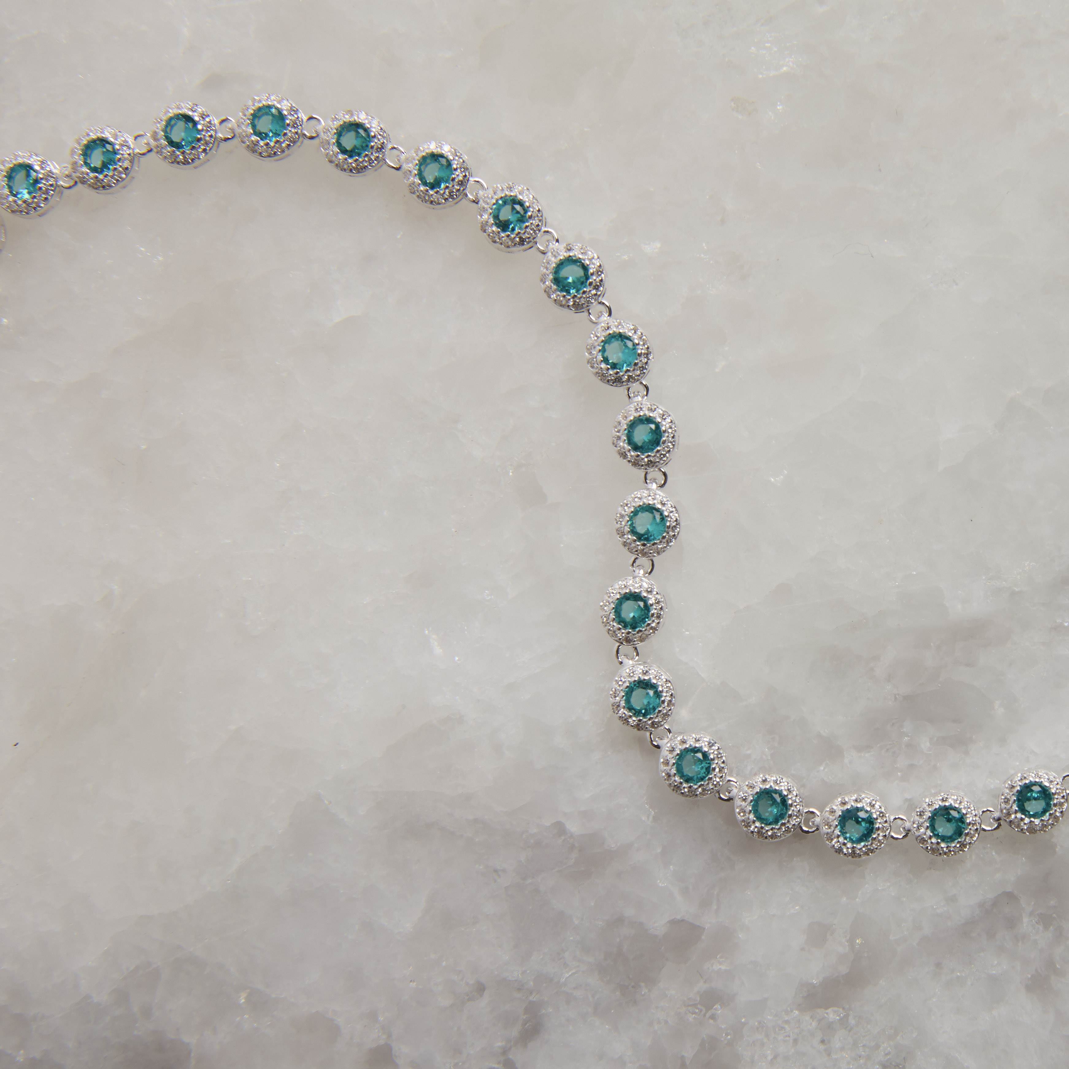 Pulseira Riviera 5.7 zircônias turmalina 19cm com 2 fechos