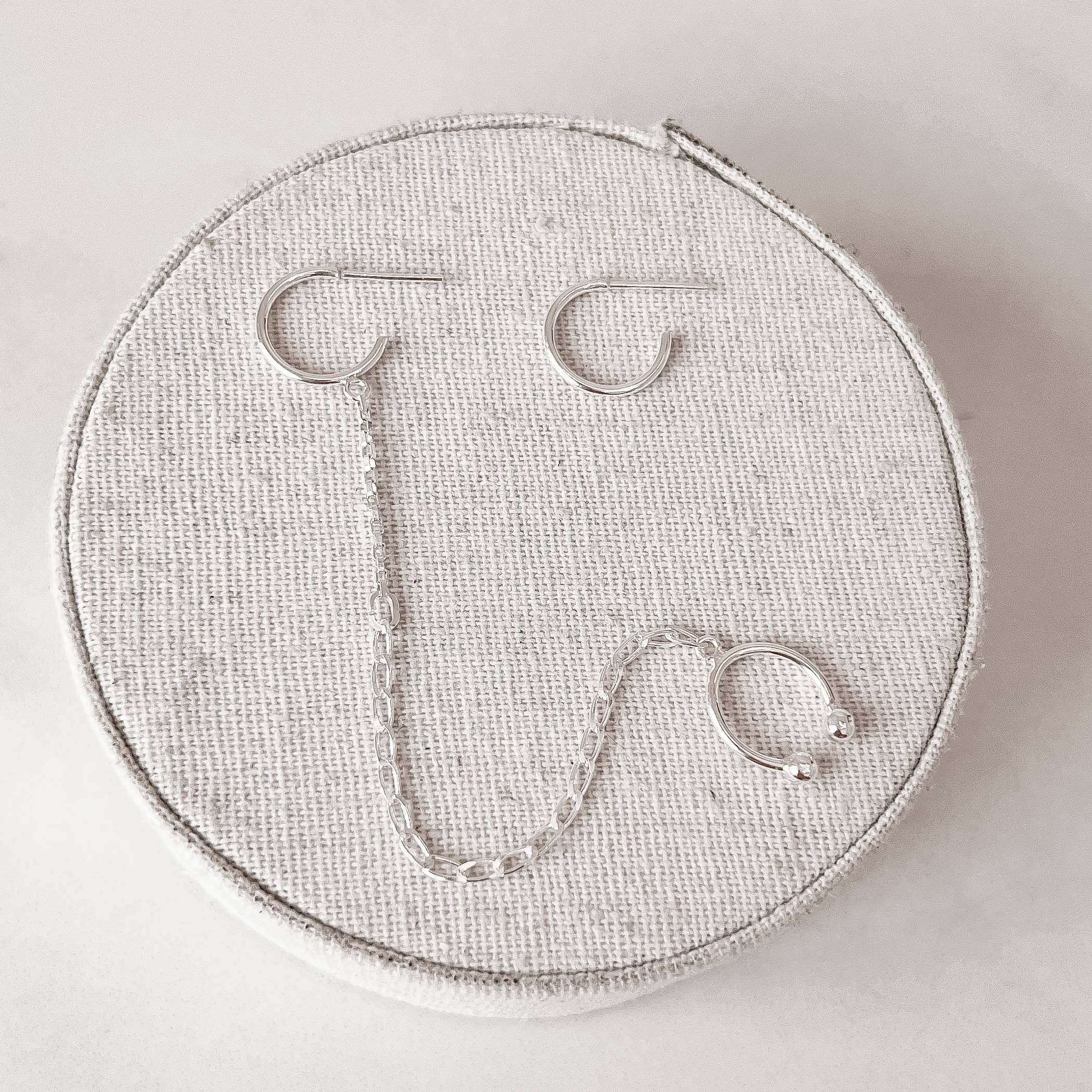 Argola 13mm tarraxa com corrente piercing fake