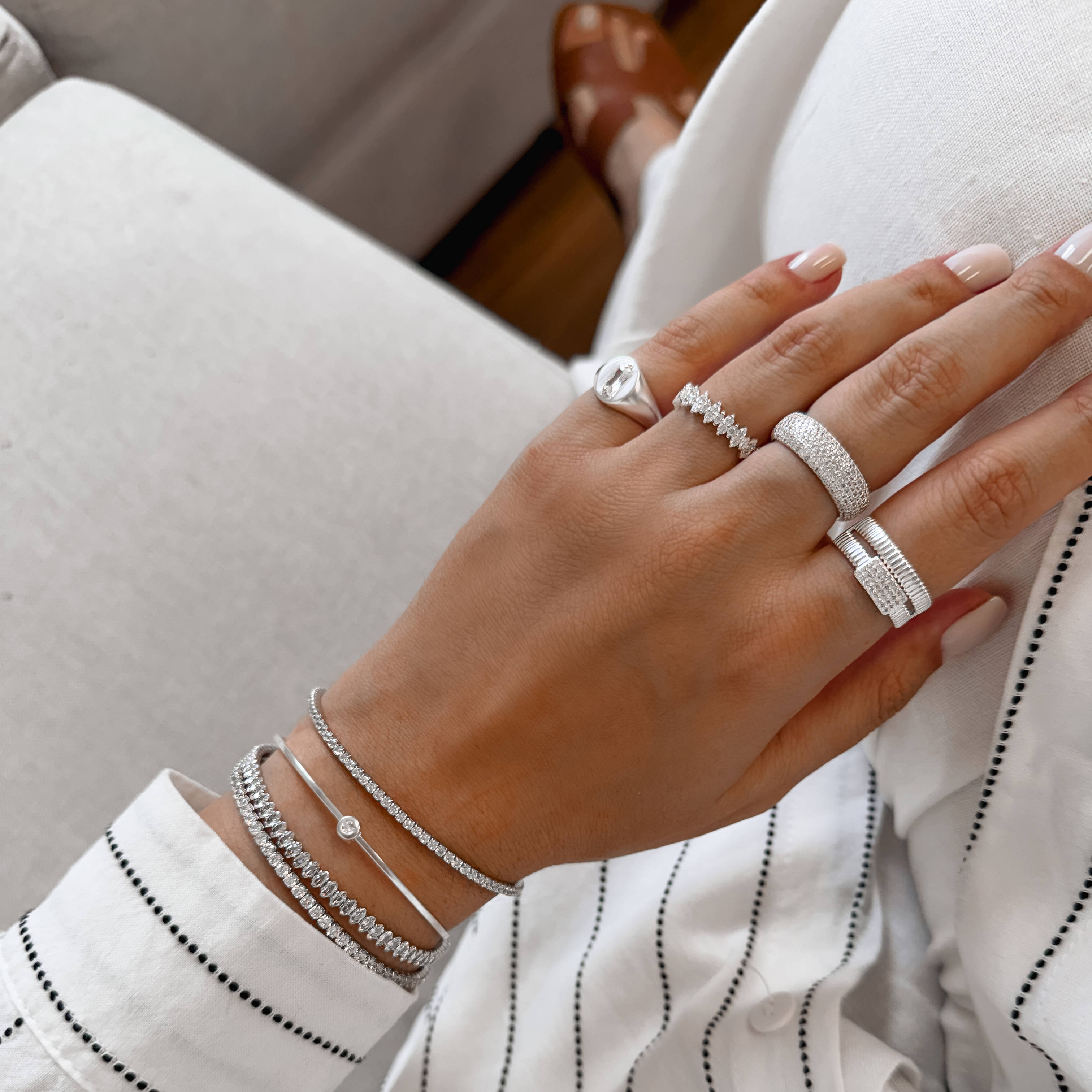 Imagem Secundária Pulseira Riviera zircônias ovais 3.9 ródio