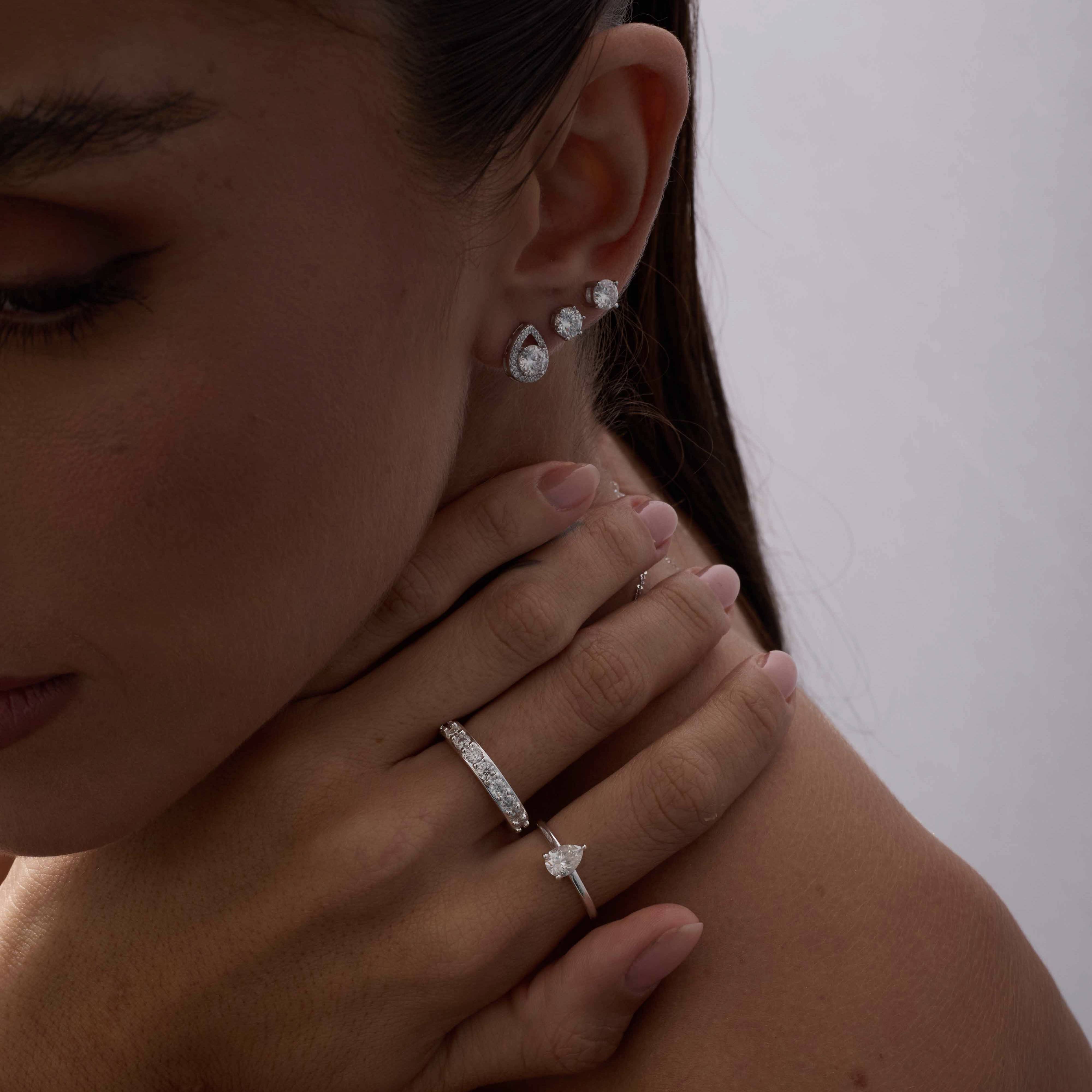 Imagem Secundária Anel solitário moissanite gota 5x7mm