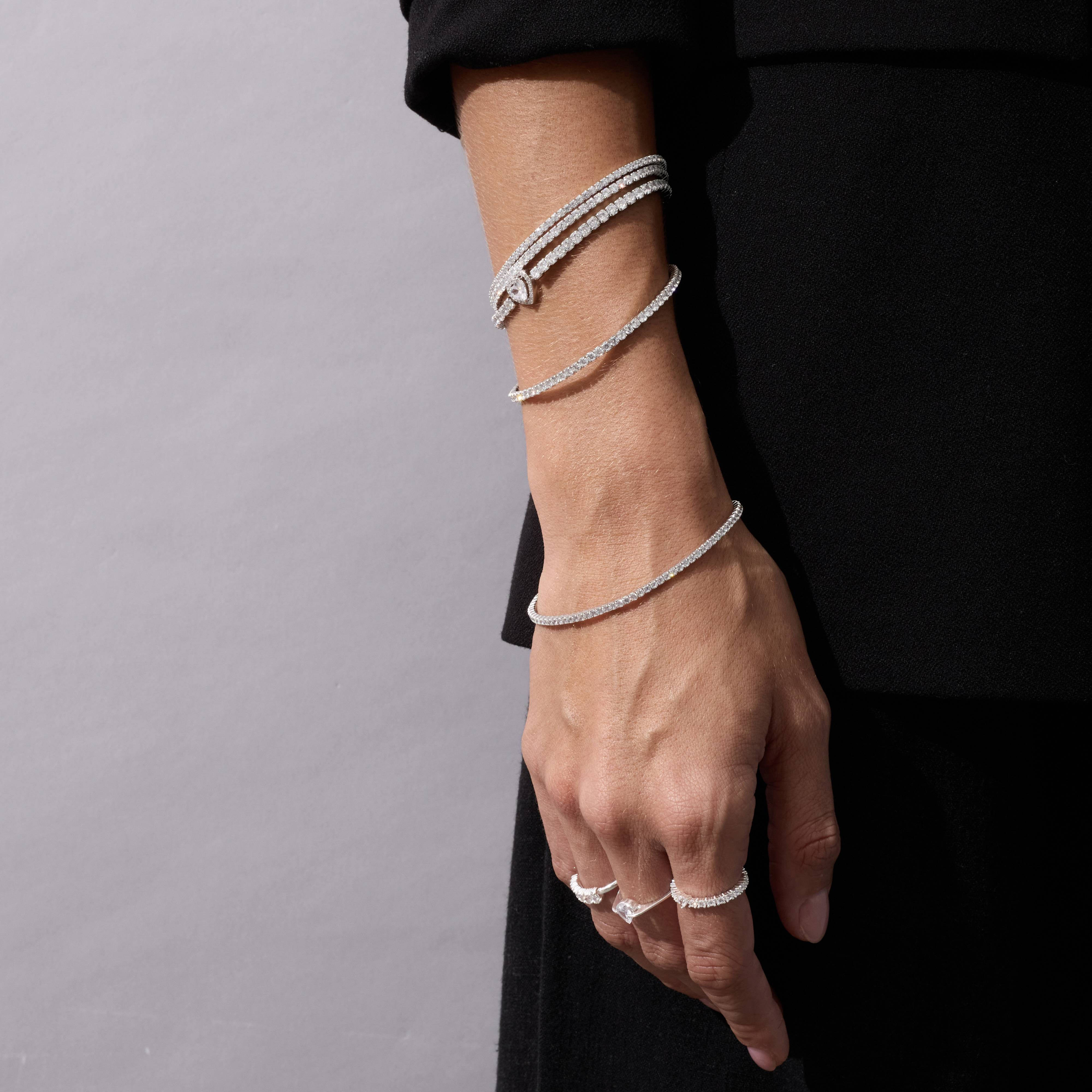 Imagem Secundária Pulseira Riviera 3.2 entremeio zircônia coração ródio