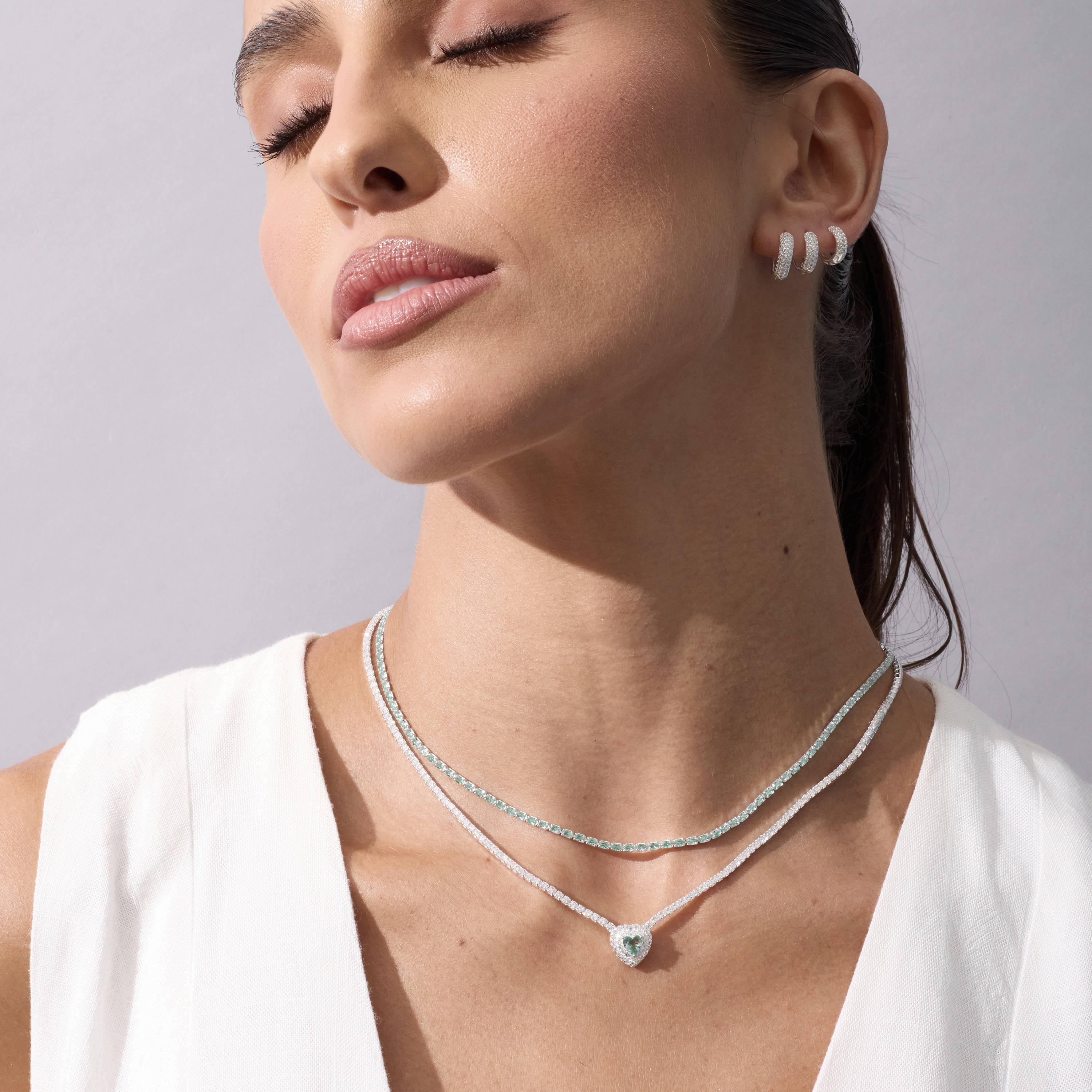 Imagem Secundária Colar Riviera 2.0 entremeio zircônia coração turmalina com cravejado 11mm 40+5cm