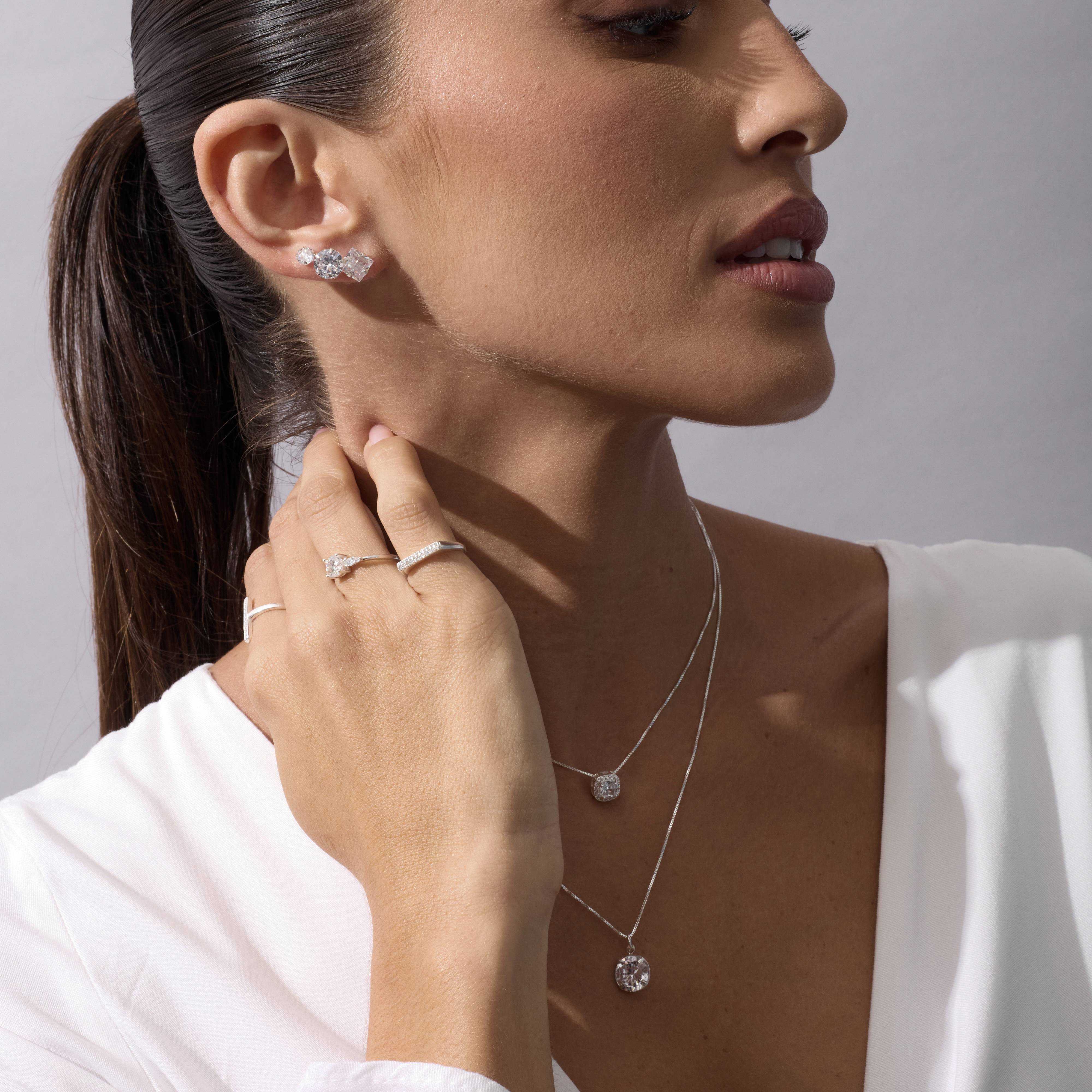 Imagem Secundária Colar zircônia quadrada com cravejado 8mm 40cm