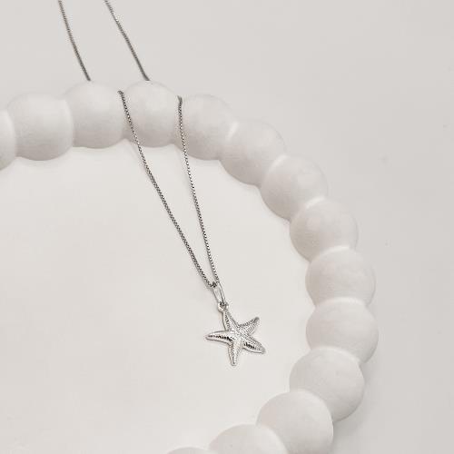 Colar pingente estrela do mar 15mm 45cm