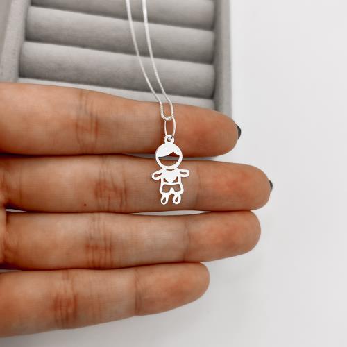 Colar pingente menino 17mm 45cm