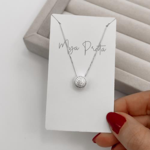 Colar círculo cravejado 9mm 40cm