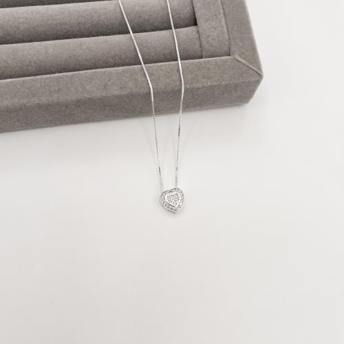 Colar coração cravejado caixa alta 11mm 45cm