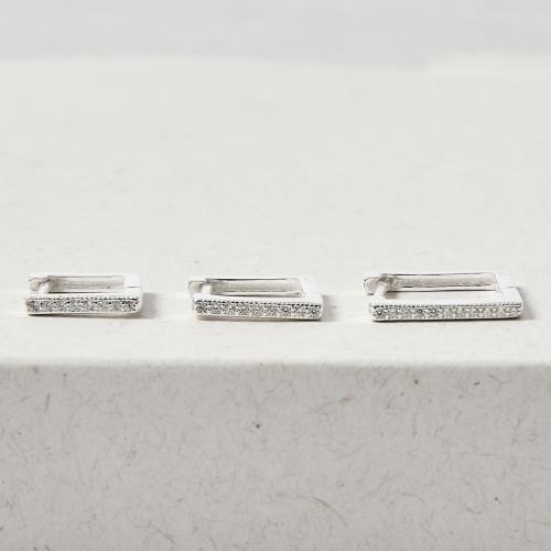 Trio argolas click quadrada 9, 10 e 12mm cravejada