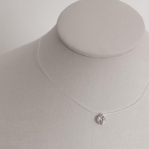 Colar nylon moissanite 8mm 40+5cm ródio