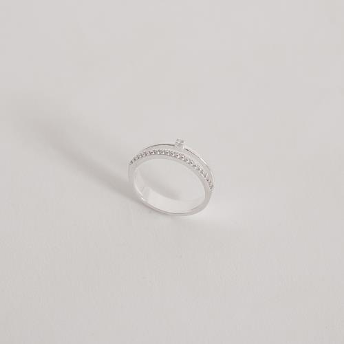 Anel duplo solitário com meia aliança