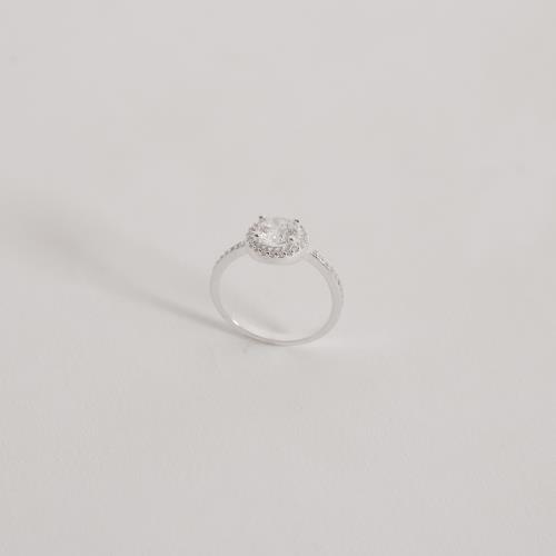 Anel zircônia redonda 6mm com cravejado cristal