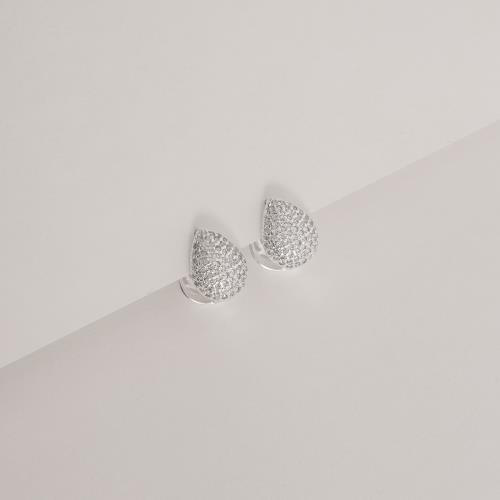 Argola click gota cravejada 14mm detalhe flor vazada