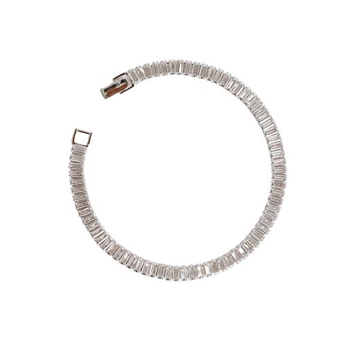 Pulseira Riviera zircônias retangulares 4x2mm 18cm