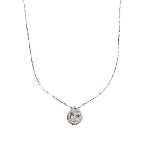 Colar zircônia gota embutida 12mm 45cm