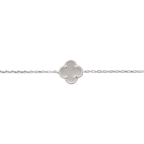 Pulseira entremeio trevo madrepérola 10mm com bolinhas