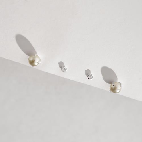 Dupla zircônia 3mm e pérola 6mm