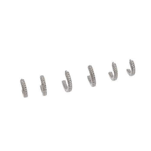 Trio argolas click 11, 13 e 15mm frente e interior cravejado duplo