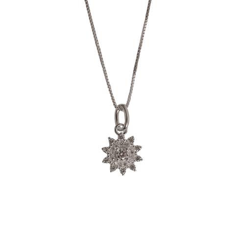 Colar pingente flor com cravejado 10mm 45cm