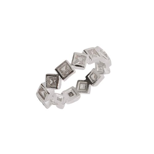 Anel zircônias losango e quadrada cristal