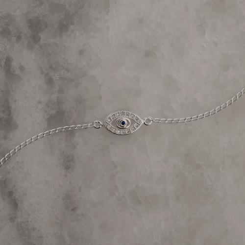 Pulseira entremeio olho com zircônias 14mm