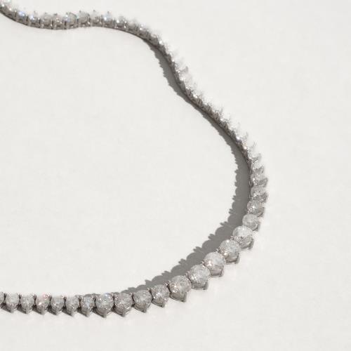 Colar Riviera 3 pontas moissanite degradê 3, 4 e 5mm 42cm fecho gaveta