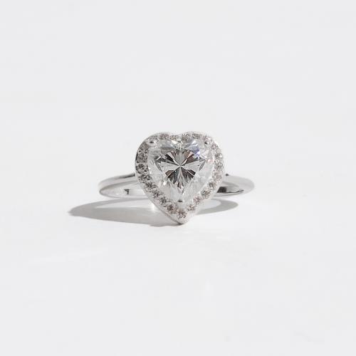 Anel moissanite coração 8mm com cravejado