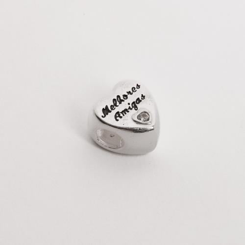 Berloque separador coração best friends/melhores amigas detalhe zircônia 12mm resina