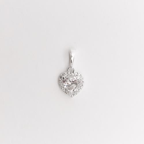 Pingente zircônia coração com cravejado cristal 9mm